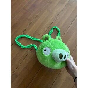 Angry Birds Green Pig plush toy with a custom beaded strap